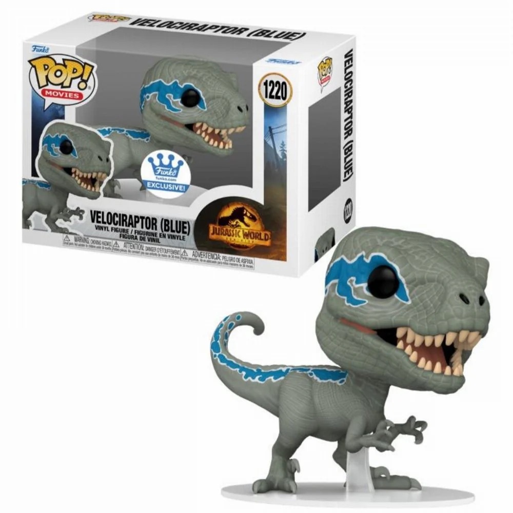 Funko Pop Jurassic World Velociraptor Figure - Gray and Blue